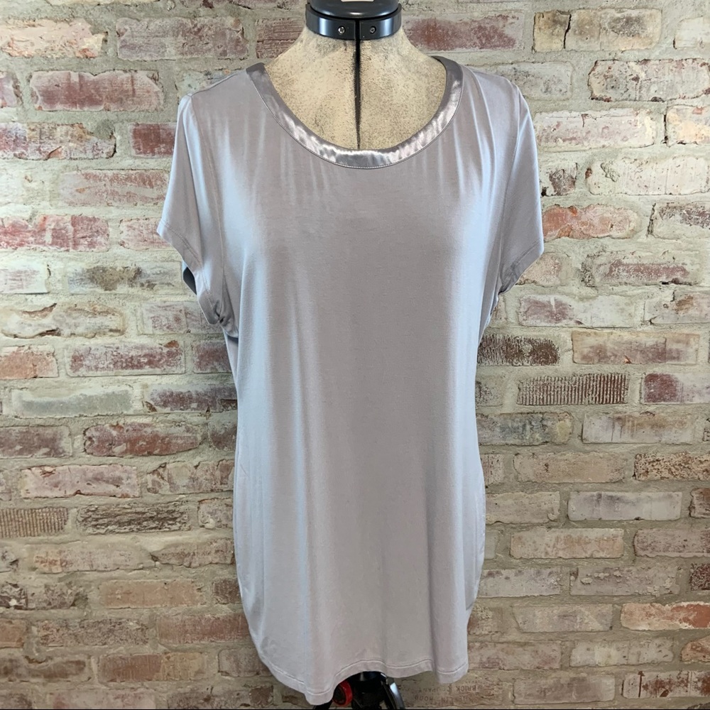 Alfani grey silver scoop neck top XL